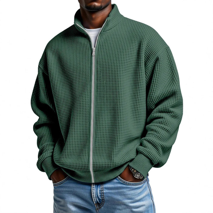 Callum | Men's Waffle Knit Zip-Up Cardigan