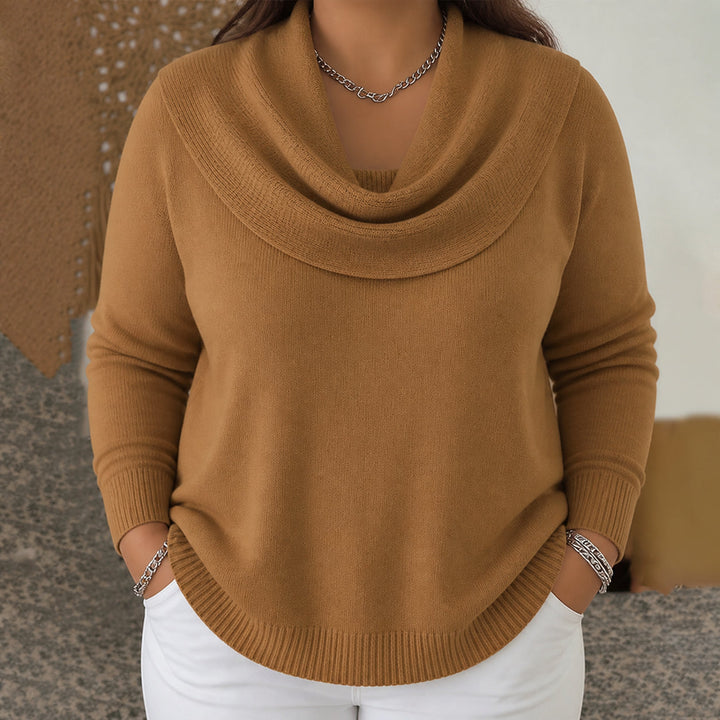 Ismay | Women's Cowl Neck Sweater with Ribbed Hem