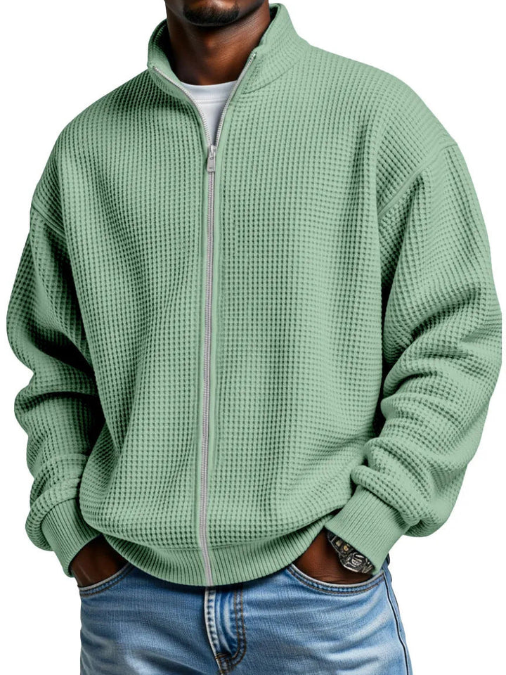 Callum | Men's Waffle Knit Zip-Up Cardigan