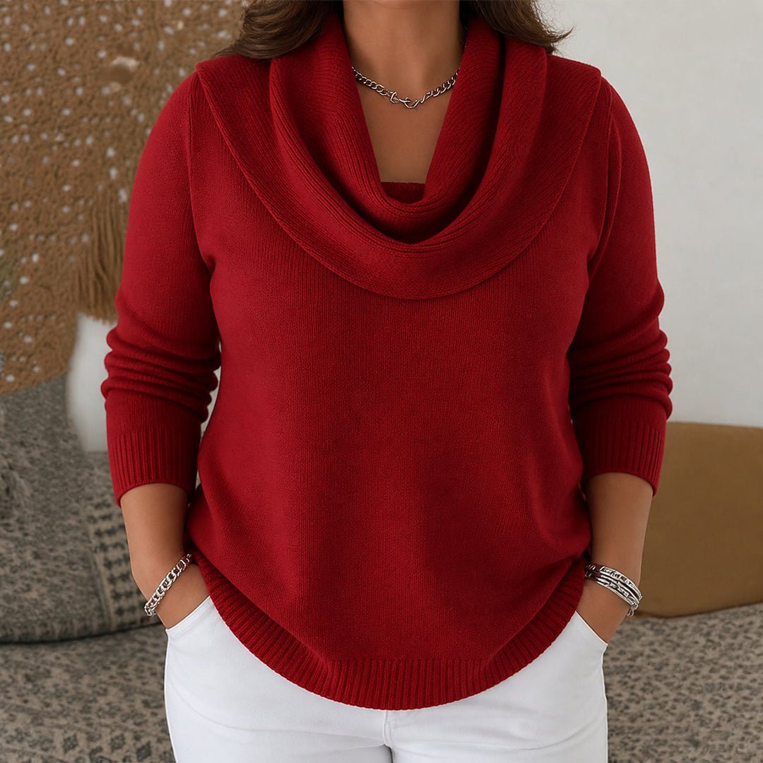 Ismay | Women's Cowl Neck Sweater with Ribbed Hem