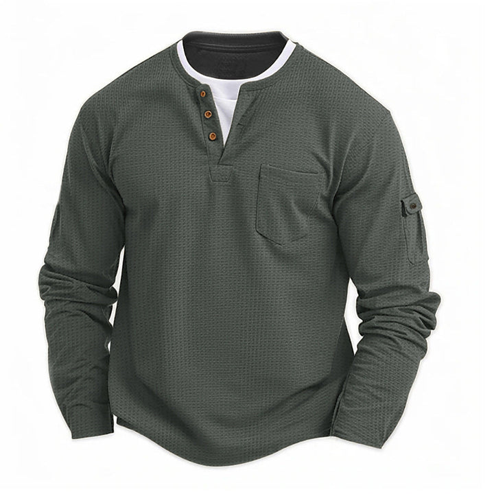 Graham | Men’s Textured Long-Sleeve Henley Top