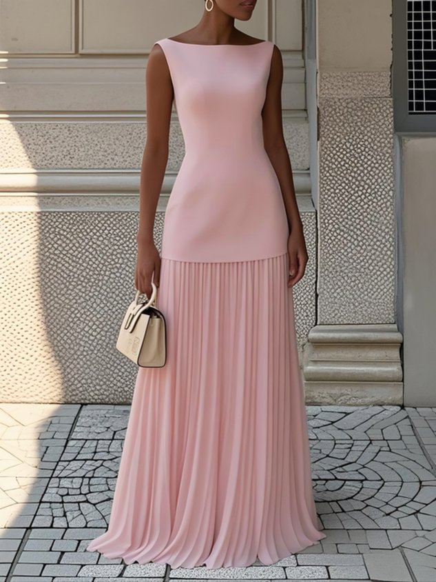 Eliza | Women's Sleeveless Pleated Maxi Dress