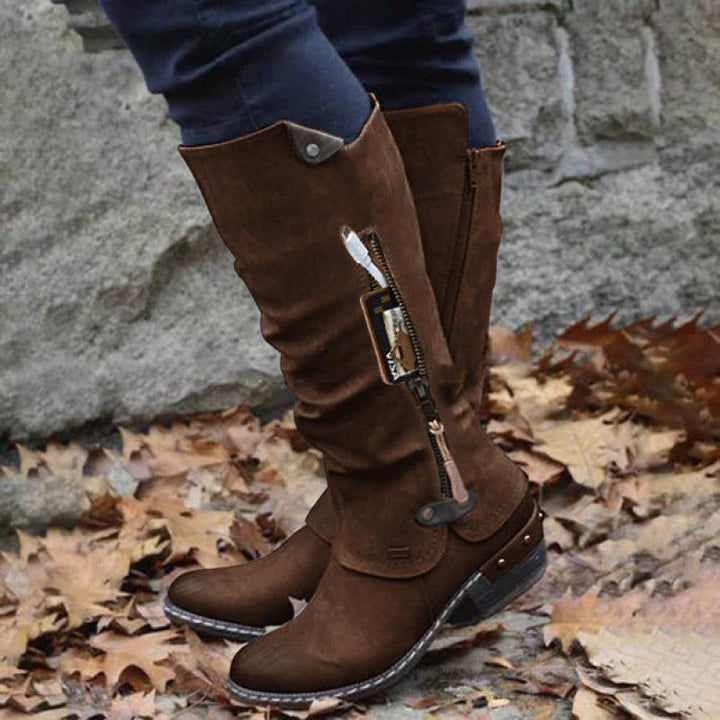Esme | Women's Knee-High Boots with Zip Pocket