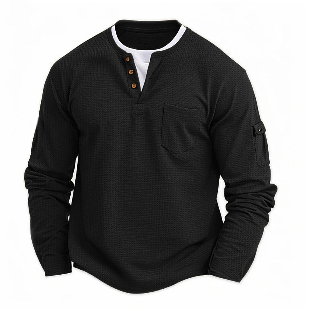 Graham | Men’s Textured Long-Sleeve Henley Top