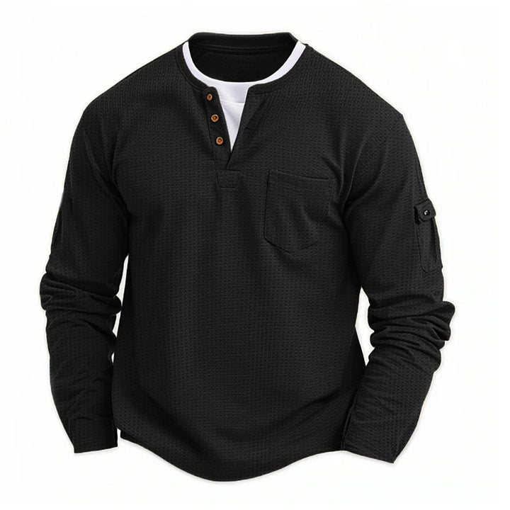 Graham | Men’s Textured Long-Sleeve Henley Top