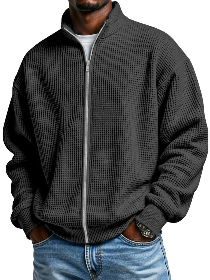 Callum | Men's Waffle Knit Zip-Up Cardigan