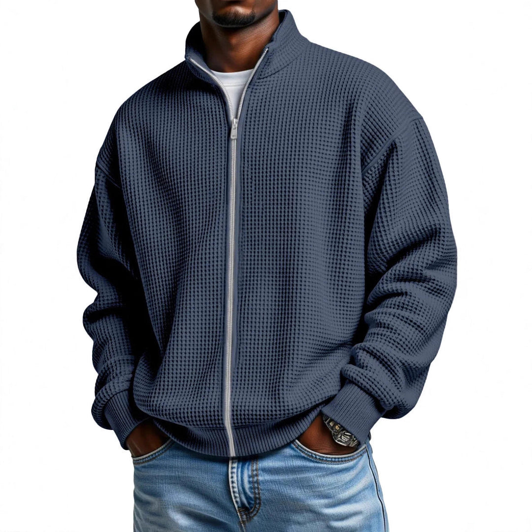 Callum | Men's Waffle Knit Zip-Up Cardigan