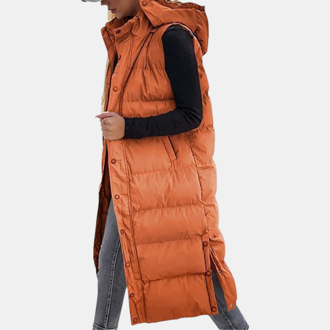 Charlotte | Women's Long Hooded Puffer GiletCharlotte | Women's Long Hooded Puffer Gilet