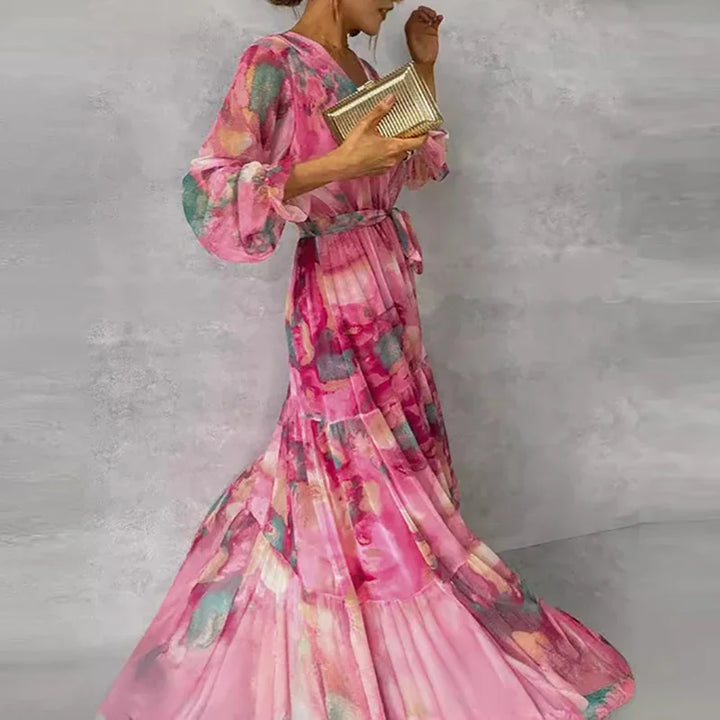 Katie | Women's Floral Belted Maxi Dress