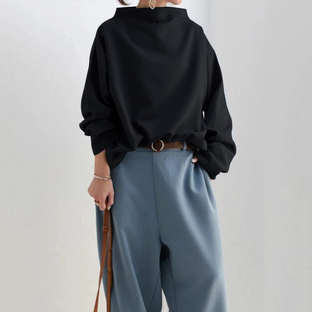 Serena | Draped High-Neck Relaxed Top