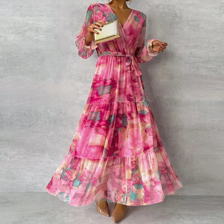 Katie | Women's Floral Belted Maxi Dress