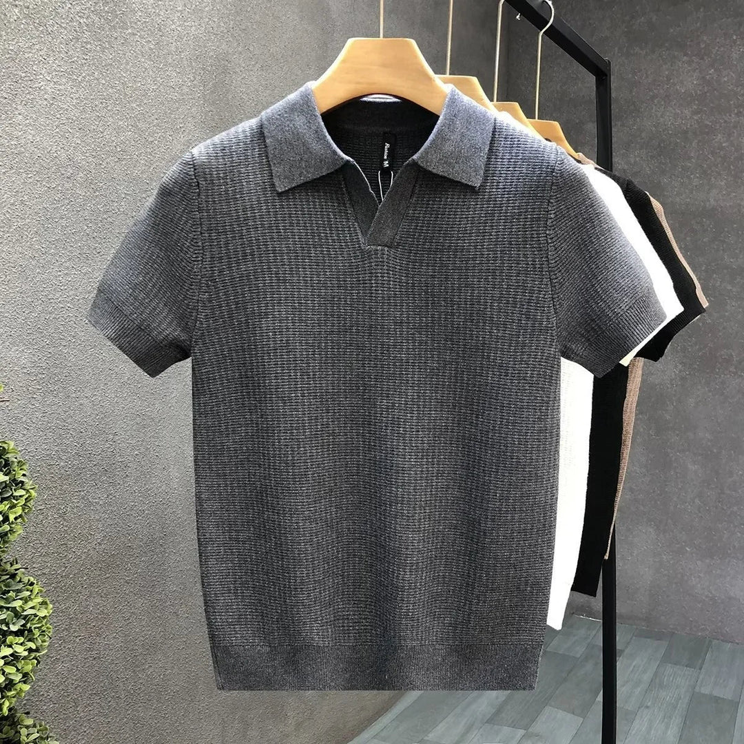 Alistair | Men's Open-Collar Knit Polo Shirt