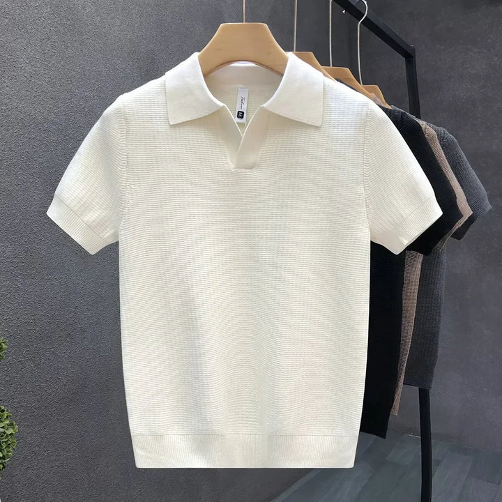 Alistair | Men's Open-Collar Knit Polo Shirt