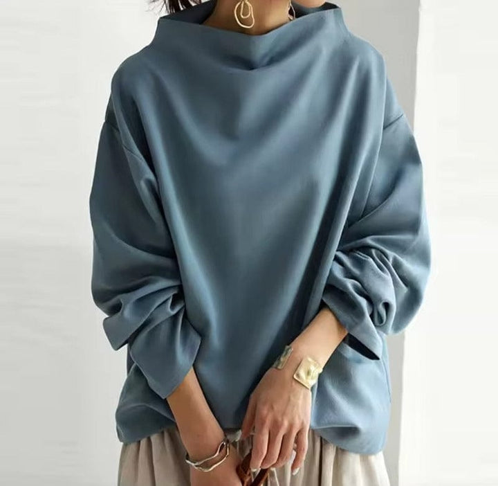 Serena | Draped High-Neck Relaxed Top