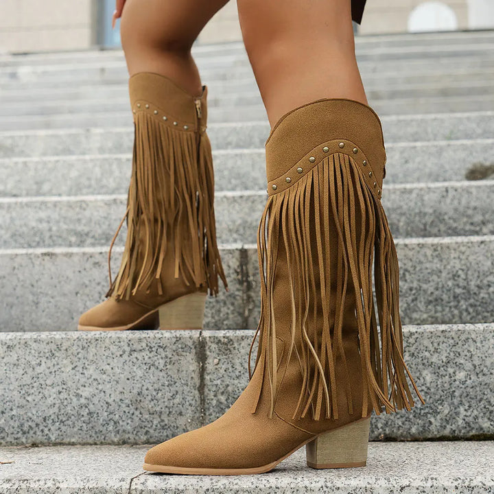 Dakota | Women's Wide Calf Western Fringe Cowboy Boots