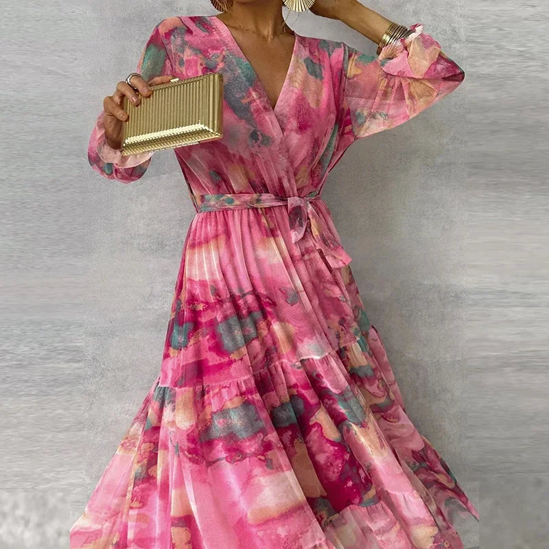 Katie | Women's Floral Belted Maxi Dress