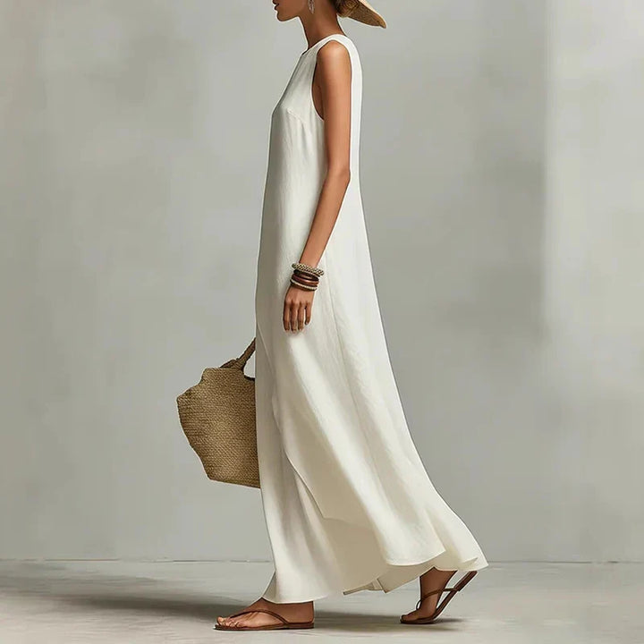 Amelina | Women’s Asymmetrical Linen Maxi Dress