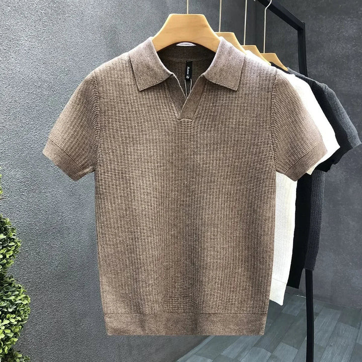 Alistair | Men's Open-Collar Knit Polo Shirt