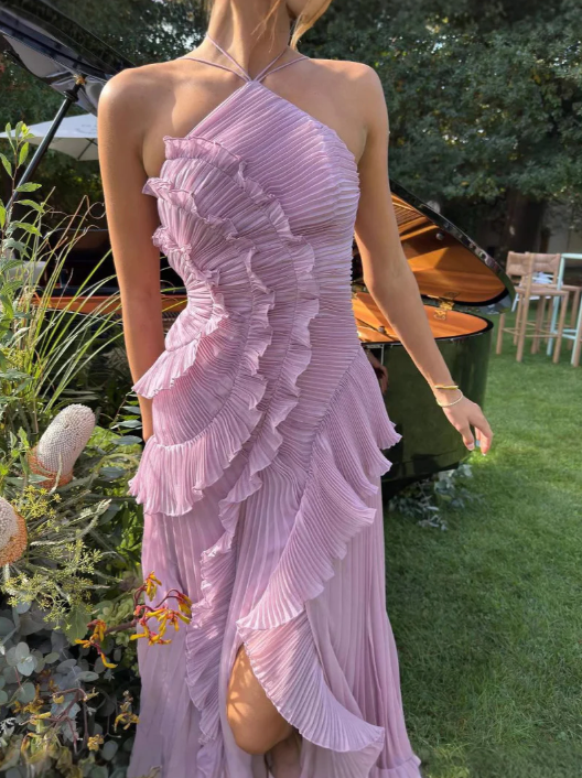 Estelle | Women's Halter Neck Pleated Maxi Dress