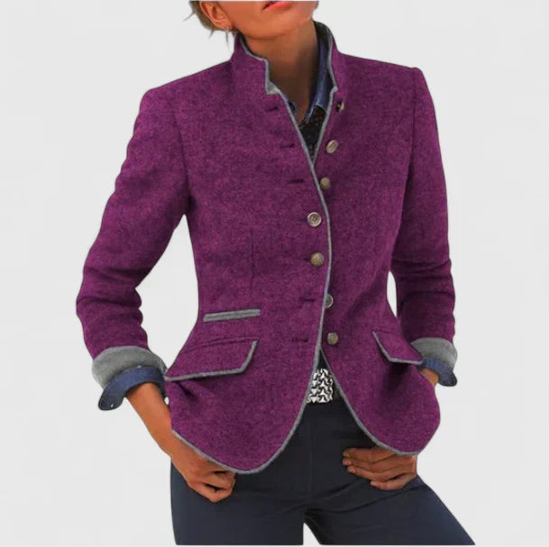 Kitty | Women's Tweed-Look Stand-Collar Jacket
