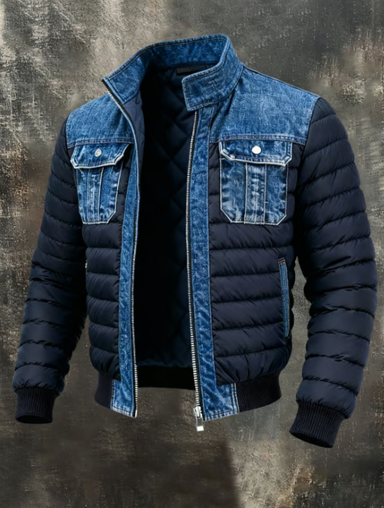 Conrad | Men’s Quilted Jacket with Denim Detailing