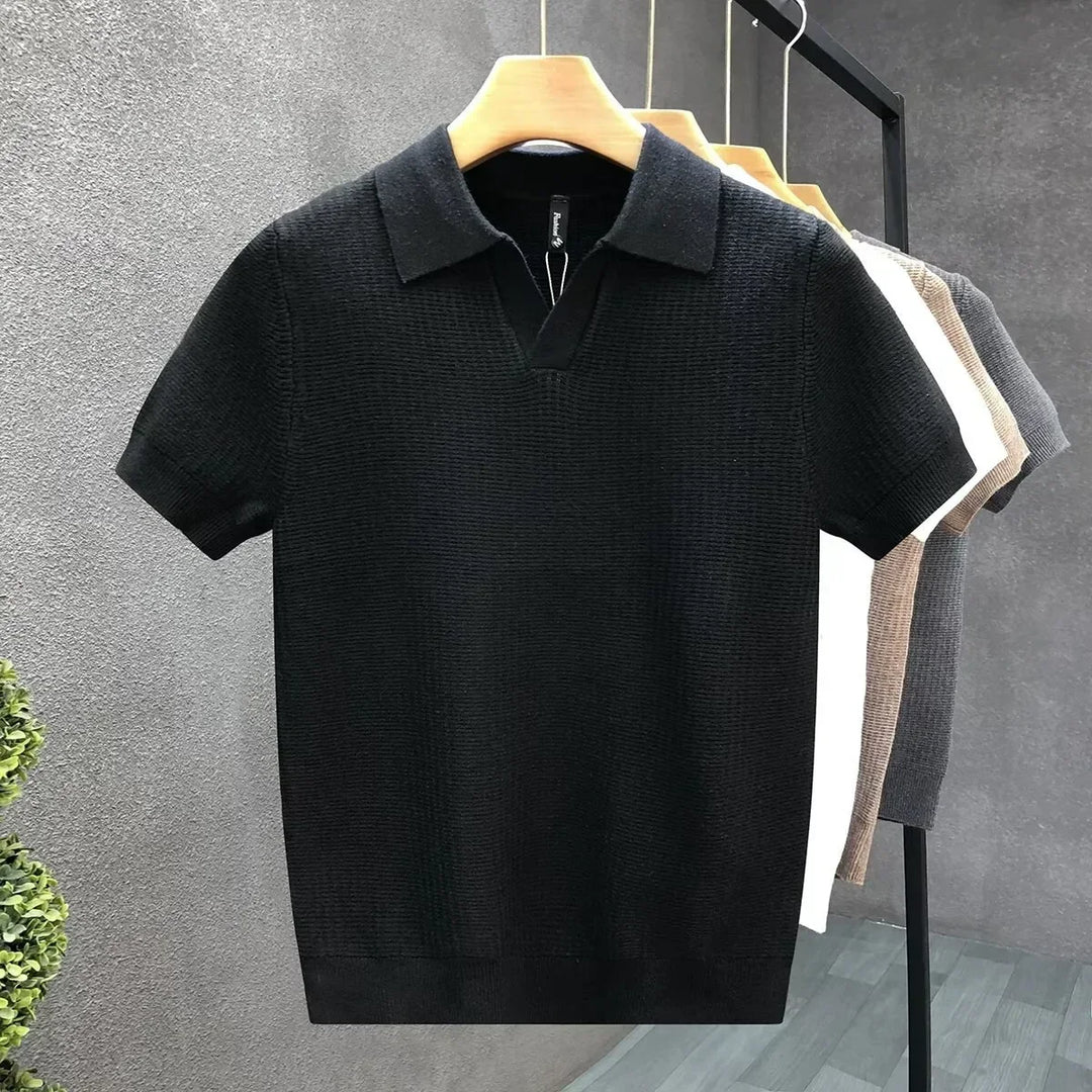Alistair | Men's Open-Collar Knit Polo Shirt