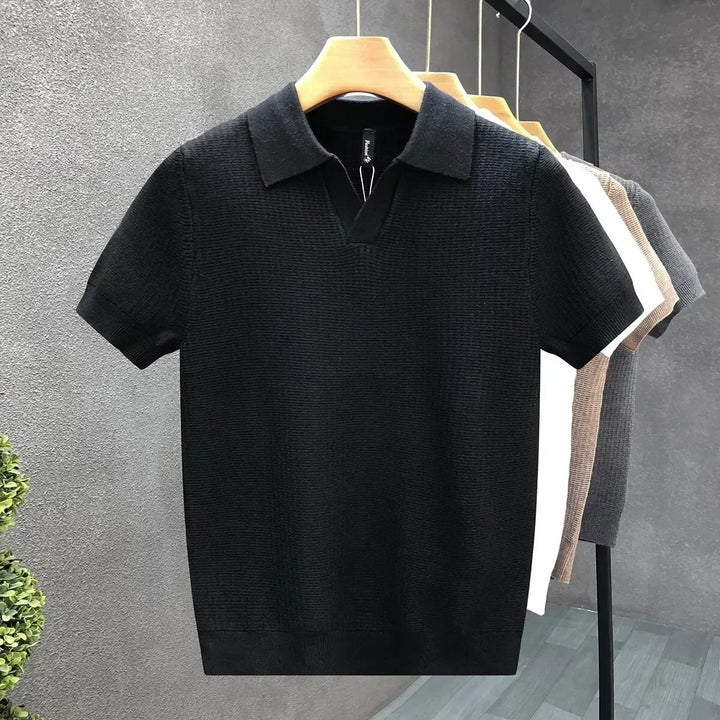 Alistair | Men's Open-Collar Knit Polo Shirt