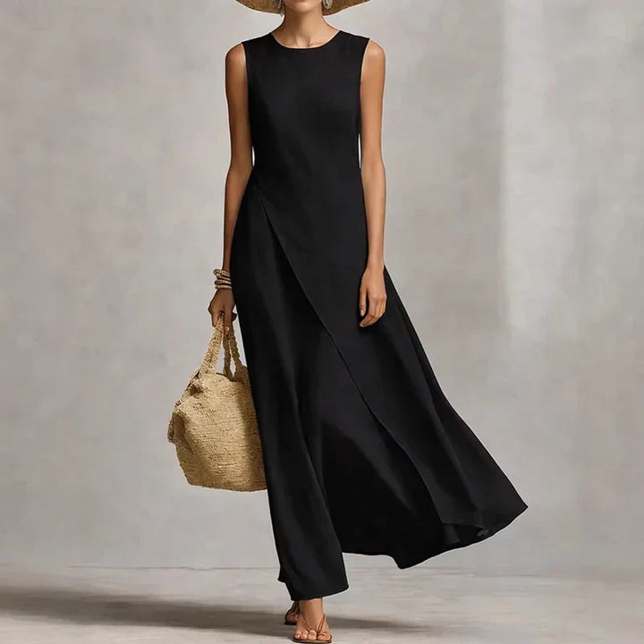 Amelina | Women’s Asymmetrical Linen Maxi Dress