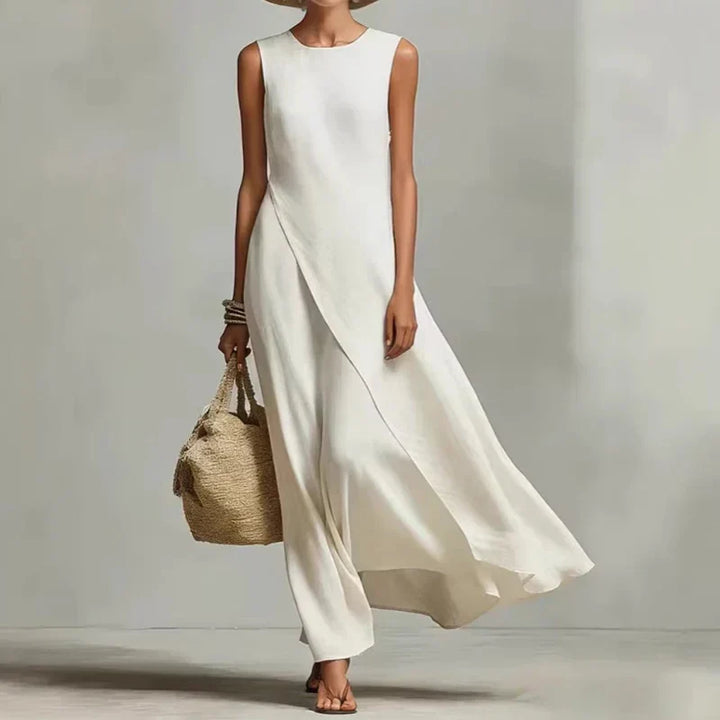 Amelina | Women’s Asymmetrical Linen Maxi Dress