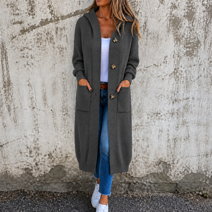 Greer | Women's Hooded Button-Front Long Knit Cardigan