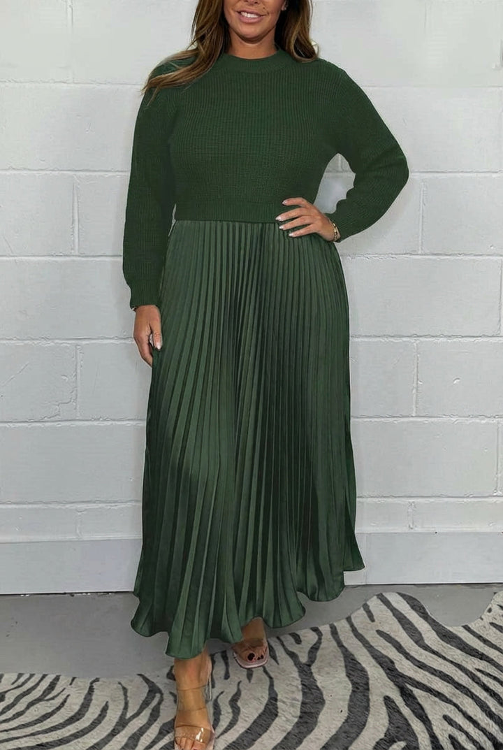 Beatrix | Women's Knit Sweater Maxi Dress with Pleated Skirt