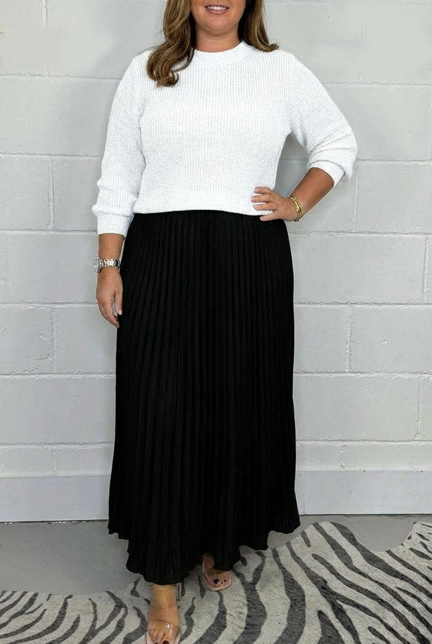Beatrix | Women's Knit Sweater Maxi Dress with Pleated Skirt