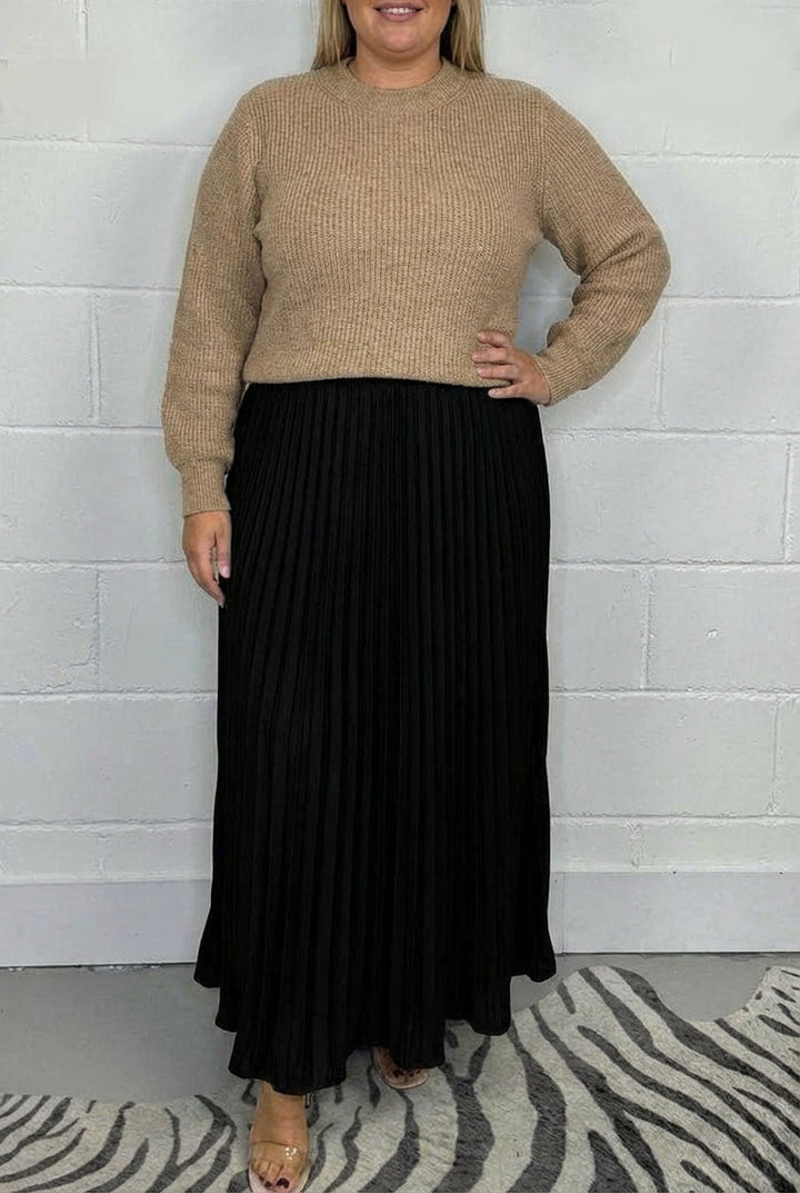 Beatrix | Women's Knit Sweater Maxi Dress with Pleated Skirt