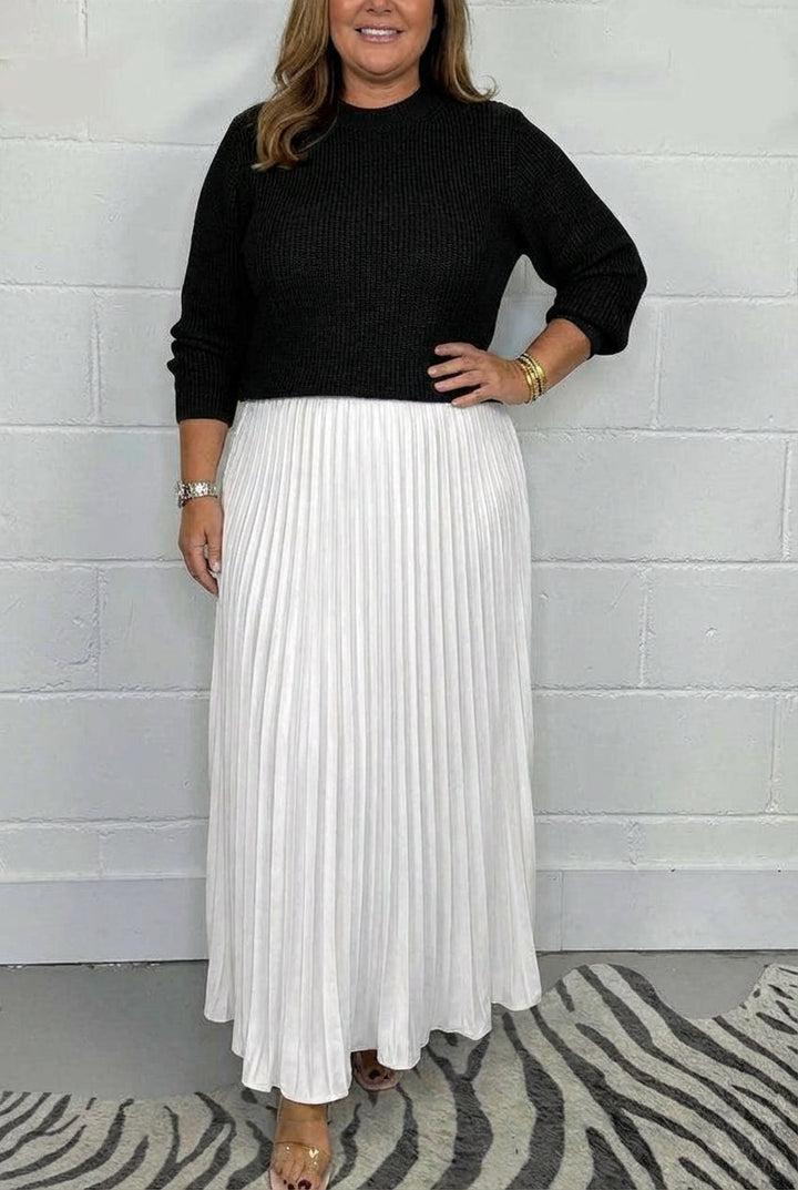Beatrix | Women's Knit Sweater Maxi Dress with Pleated Skirt