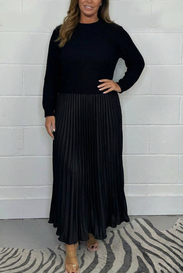 Beatrix | Women's Knit Sweater Maxi Dress with Pleated Skirt