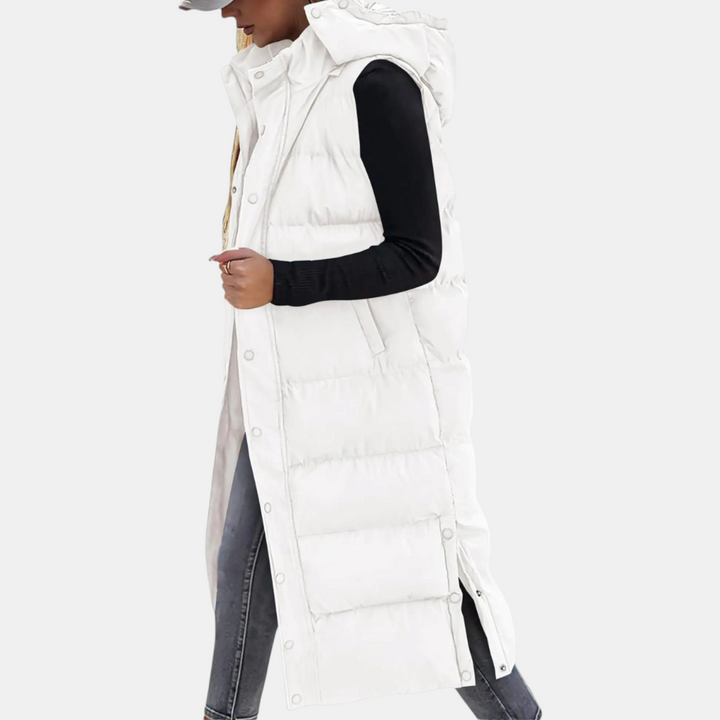 Charlotte | Women's Long Hooded Puffer GiletCharlotte | Women's Long Hooded Puffer Gilet