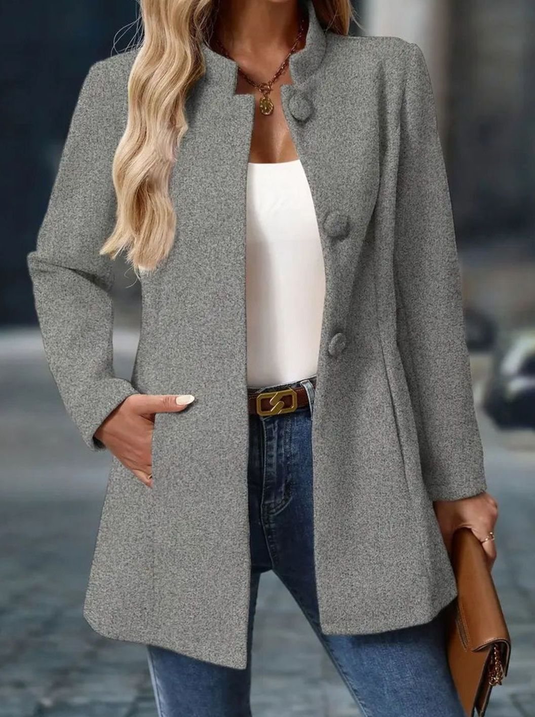 Daphne | Women's Stand-Collar Button-Front Coat