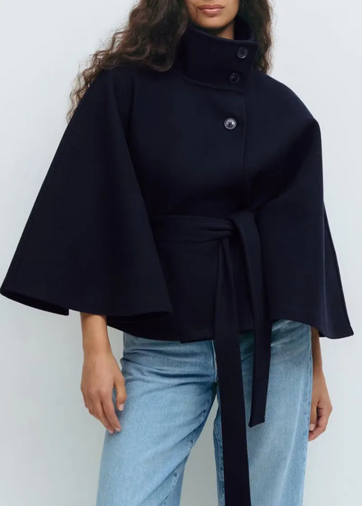 Florence | Women's Belted High-Neck Cape Coat