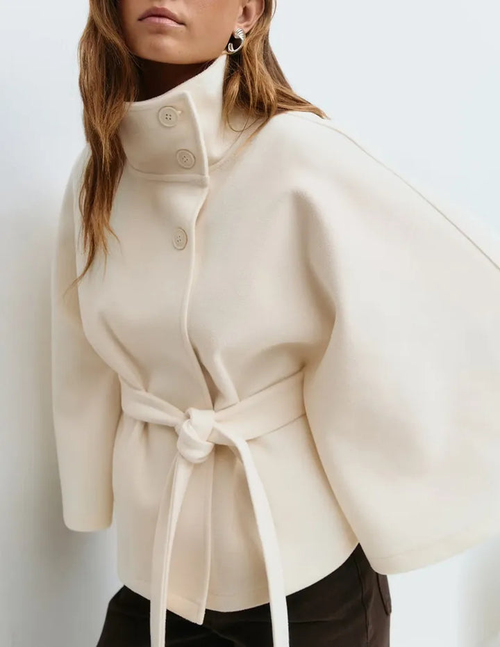 Florence | Women's Belted High-Neck Cape Coat