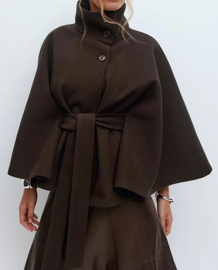 Florence | Women's Belted High-Neck Cape Coat
