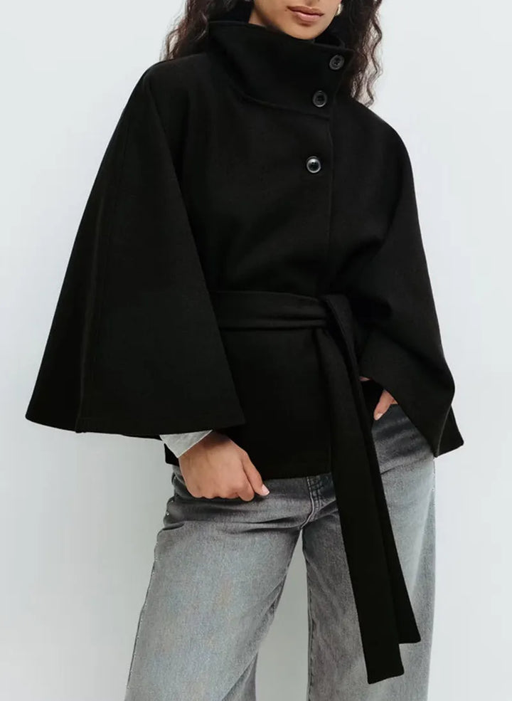 Florence | Women's Belted High-Neck Cape Coat