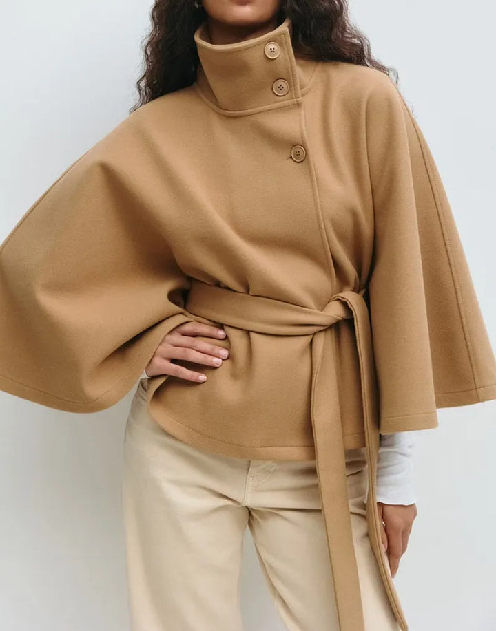 Florence | Women's Belted High-Neck Cape Coat