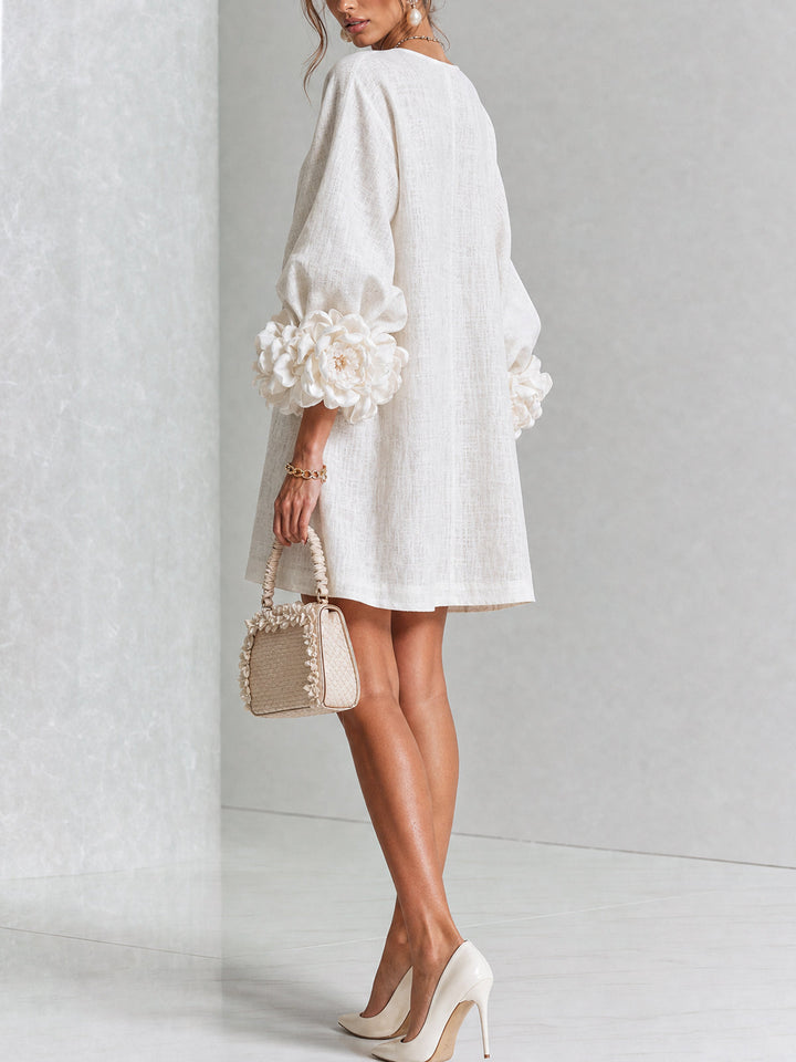 Rosalie | Women’s Sculptural Mini Shift Dress with Rosette Cuffs