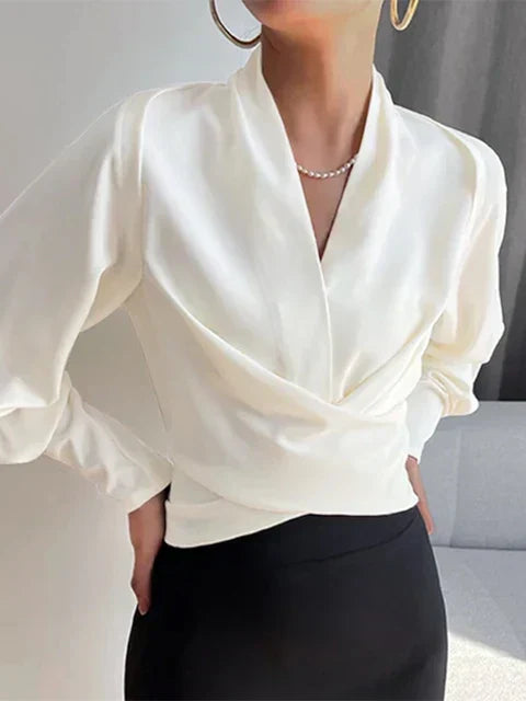 Coralie | Women's Draped V-Neck Wrap Blouse