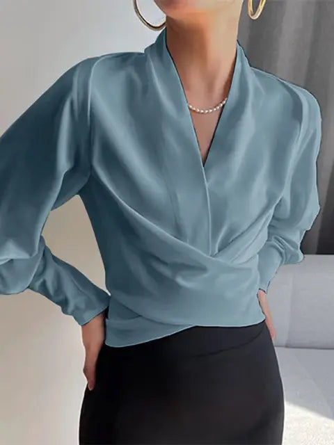 Coralie | Women's Draped V-Neck Wrap Blouse