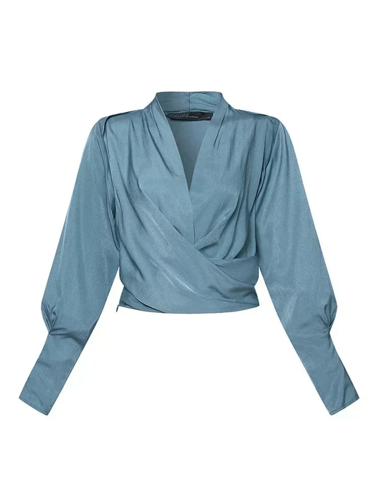 Coralie | Women's Draped V-Neck Wrap Blouse