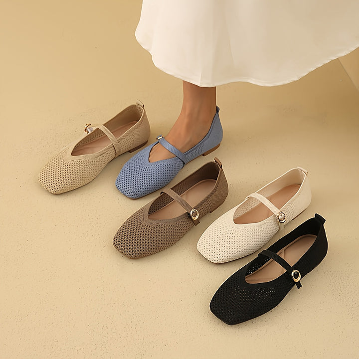 Clara | Women's Strappy Square Toe Ballet Flats