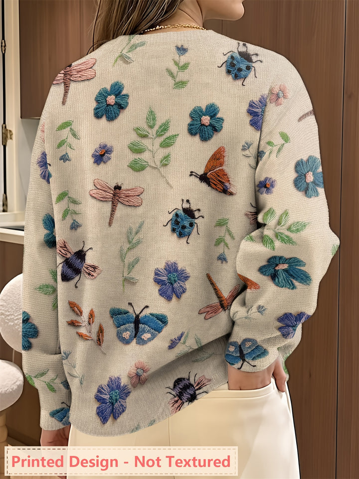 Poppy | Women's Floral & Insect Print Crew Neck Jumper