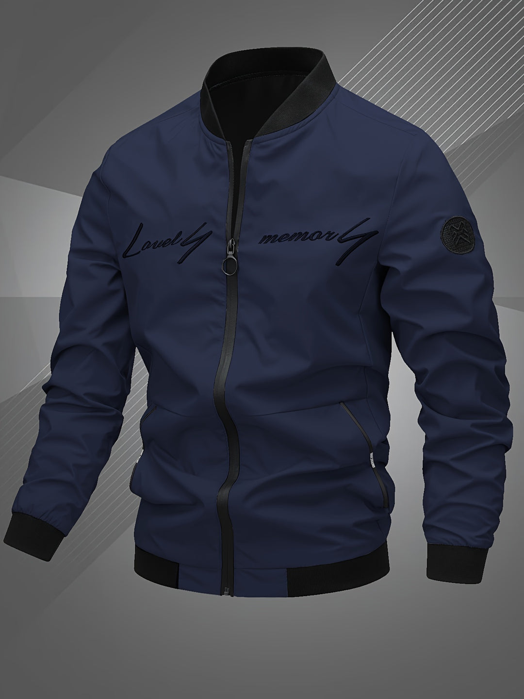 Elliot | Men’s Zip Bomber Jacket with Embroidered Detail