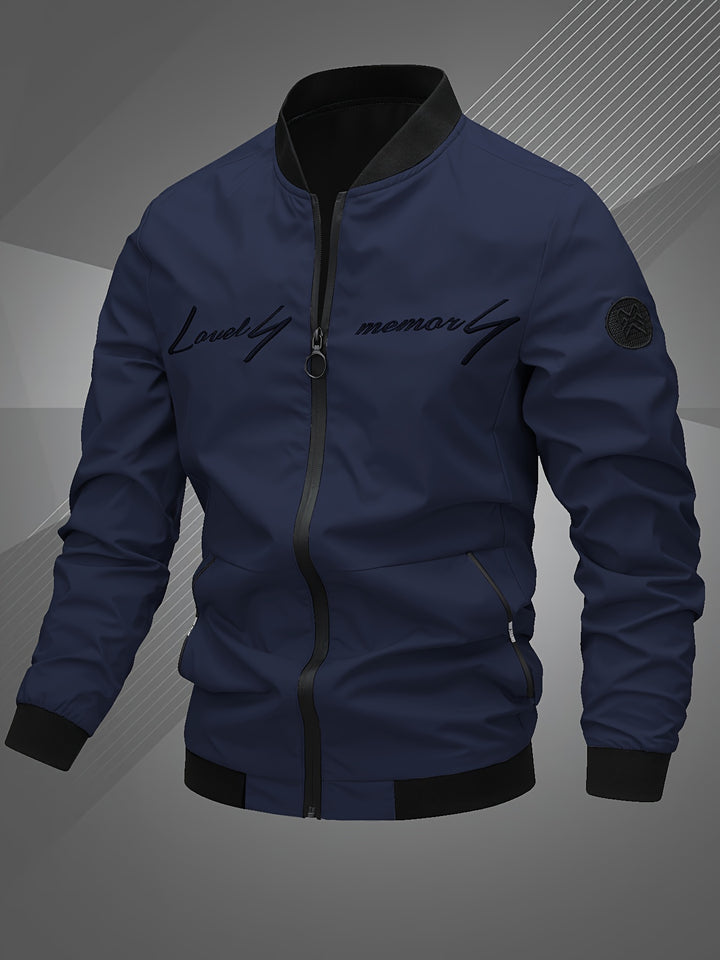 Elliot | Men’s Zip Bomber Jacket with Embroidered Detail